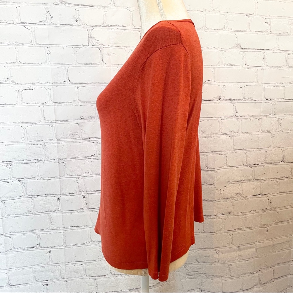 Eileen Fisher orange Italian yarn knit blouse - Picture 5 of 7